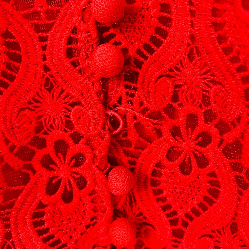 MIKAEL AGHAL Red Lace Sleeveless Midi Dress Size 2 - Picture 9 of 15